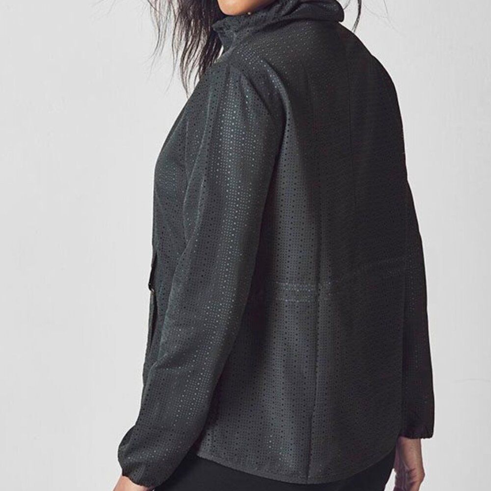 Fabletics Liora Mesh Pullover Cinch Waist Dark Gr… - image 2